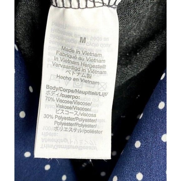 J. Crew J7339 Woman's Blue While Polka Dot Hem On Gray Long Sleeve Knit Top M - Picture 6 of 7